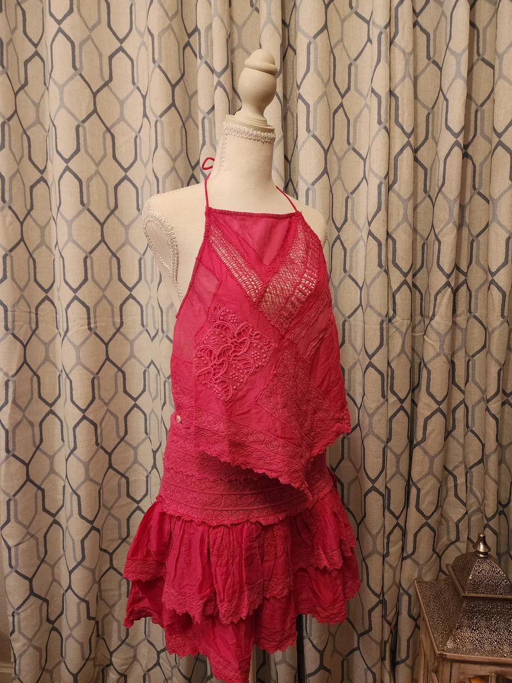 NWT Free People Eleanora Skirt Set Magentiful Pink Large